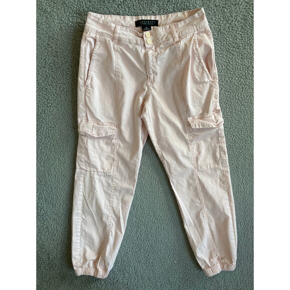 Sanctuary Cargo Pants 27 Small Ankle Taper Chino Stretch Pocket Zip Light Pink - Picture 1 of 15